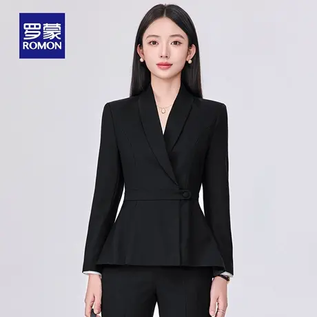 罗蒙女士优雅气质西服2025秋季新款时尚百搭西装外套干练长袖单西商品大图