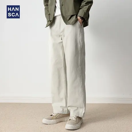 hansca 抗皱易打理 秋季重磅宽松阔腿休闲裤男2025新款捏褶长裤子商品大图
