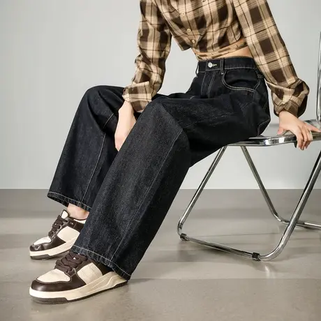 yoe秋冬季新款牛仔裤女宽松茧型休闲时尚复古潮流阔腿裤子女TU商品大图