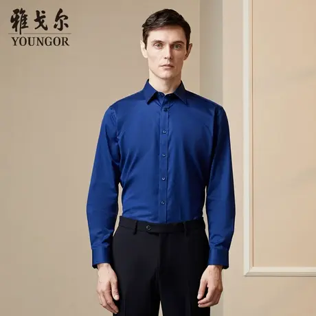 雅戈尔outlets长袖衬衫官方秋季男士商务条纹纯棉免烫衬衣修身男图片