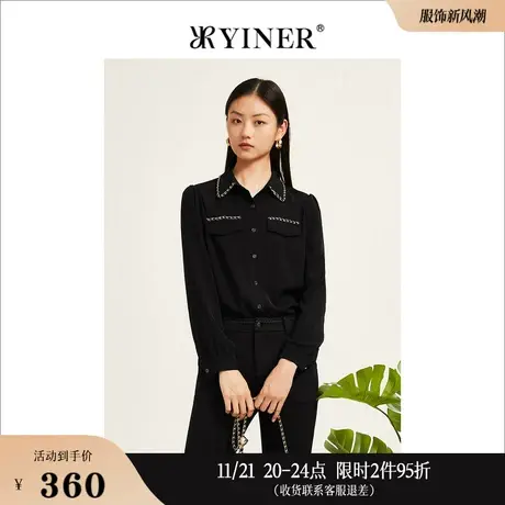 YINER音儿奥莱女装秋季长袖小众设计上衣翻领衬衫商品大图