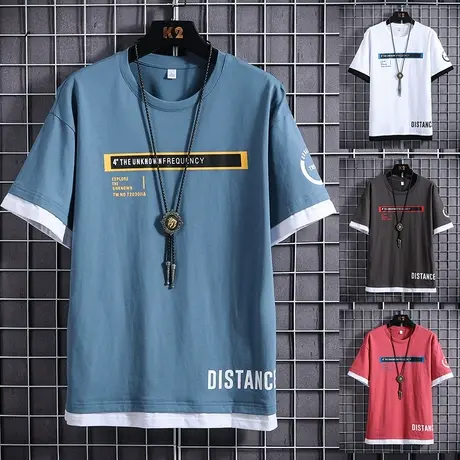 青少年13男孩14初中学生15棉感短袖t恤16岁大童夏季半袖上衣服潮商品大图