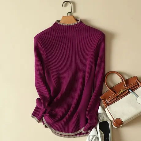 半高领毛衣套头打底衫女春装2024年新款内搭爆款百搭洋气针织衫女商品大图