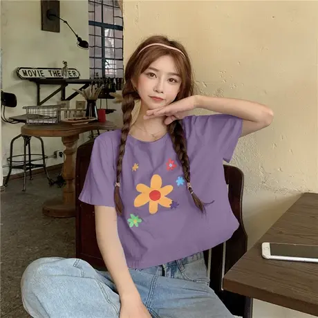 夏季新款T恤女短袖ins小清新短款甜蜜韩版宽松减龄学院风女上衣潮图片