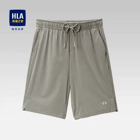 HLA/海澜之家宽松直筒休闲中裤时尚印花开叉轻薄顺滑运动短裤男图片