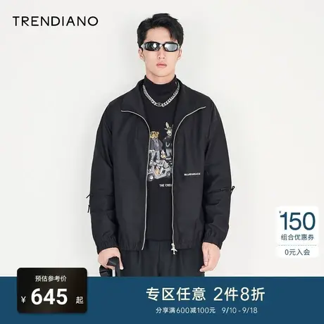 TRENDIANO官方男装潮牌简约印花工装长袖翻领夹克外套男春秋款商品大图