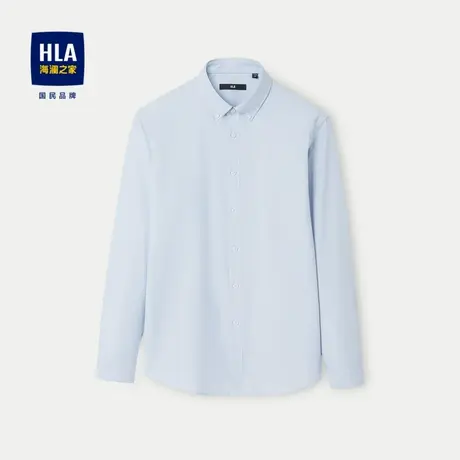 HLA/海澜之家扣领长袖休闲衬衫24春夏新款纯色柔软亲肤有型衬衣男商品大图