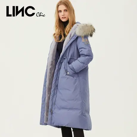 LINC金羽杰羽绒服女修身连帽派克长款反季羽绒服女冬款Y21874104商品大图