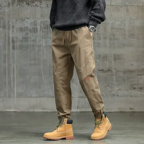 潮流休闲男装裤子纯棉宽松束脚裤子男款潮流百搭工装裤男休闲男装商品大图