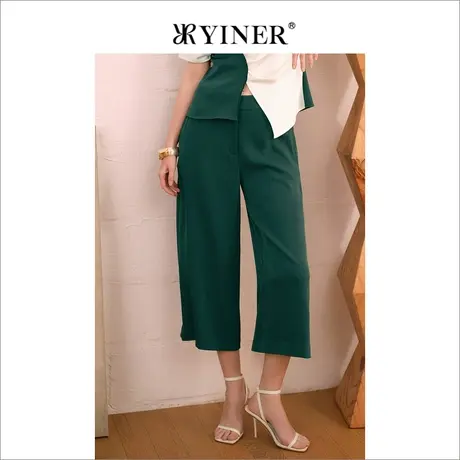 YINER音儿女装夏季百搭通勤阔腿垂感休闲裤长裤商品大图