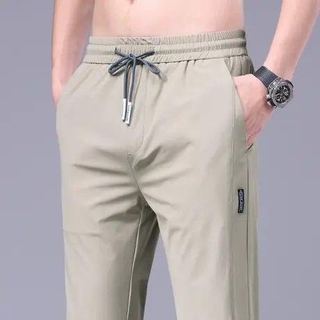 卡其色夏款冰丝男士弹力夏季轻薄款休闲裤男裤子夏天运动2023新款商品大图