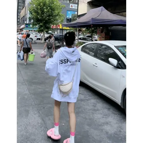 秋冬加绒加厚卫衣女大码慵懒风连帽oversize小众高街潮牌ins外套商品大图