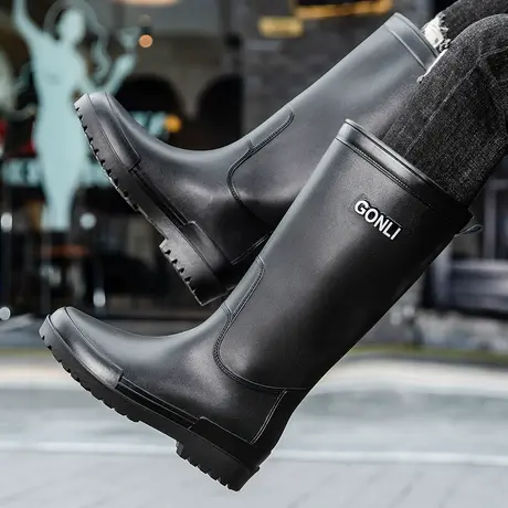 高筒雨鞋男款户外钓鱼水鞋2024新款防水防滑软底胶鞋下雨天穿的鞋商品大图
