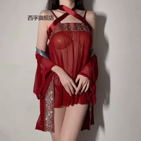 情趣内衣纯欲性感火辣复古风汉服私房肚兜透明透视睡裙A139商品大图