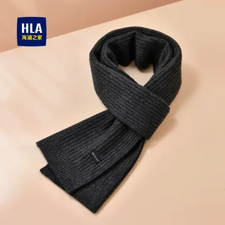 HLA/海澜之家含羊毛围巾男士冬季韩版百搭羊毛围脖保暖生日礼物潮商品大图