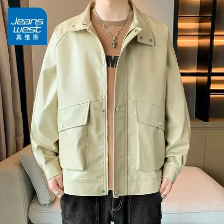 KZ真维斯秋冬季夹克外套男士皮衣机车潮牌痞帅美式街头上衣服冬装图片