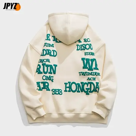 连帽卫衣男春秋季ins潮牌发泡印花宽松潮流外套情侣大码国潮衣服商品大图