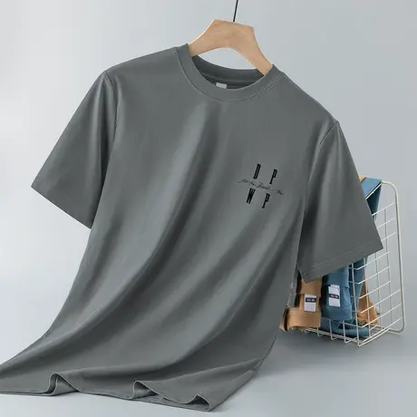 230g重磅纯棉t恤男士短袖夏季宽松圆领上衣服液氨长绒棉全棉半袖商品大图