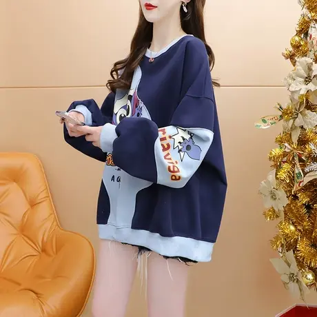 春秋薄款卫衣女2023年新款早秋季时尚洋气减龄网红宽松设计感上衣图片