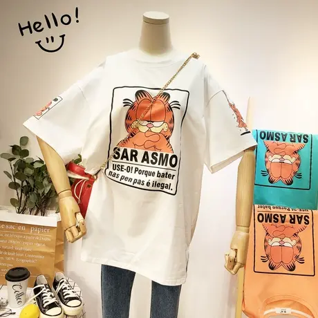 2020夏季新款韩国东大门cec慵懒风宽松休闲BFT恤欧货体恤大码显瘦商品大图