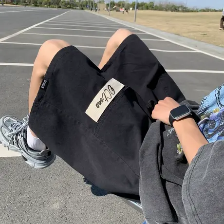 夏季工装短裤男宽松直筒潮流痞帅日系休闲中裤五分裤子商品大图