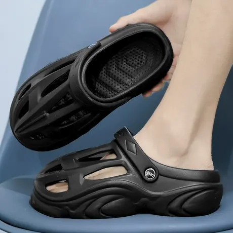 雨鞋夏季水鞋厚底厨房防滑鞋男透气胶鞋防水鞋两穿开车沙滩涉水鞋商品大图