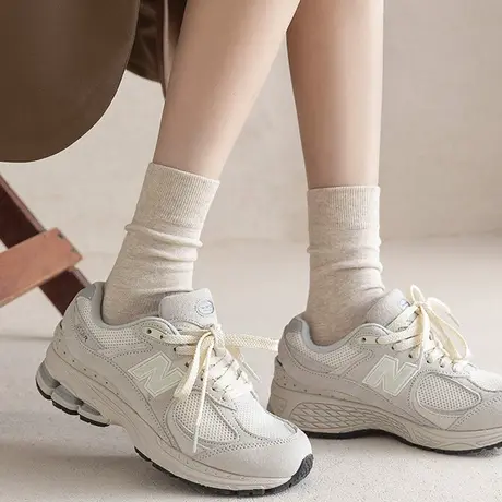 春秋薄款堆堆袜子女学生运动配球鞋白色卡其色长筒棉袜女土娃子商品大图