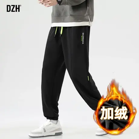 男士黑色加绒运动裤男秋冬款束脚2024新款加厚宽松卫裤休闲裤长裤商品大图