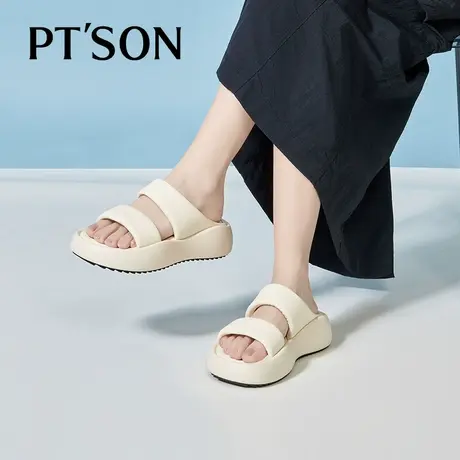 [又琳推荐]百田森厚底拖鞋女外穿夏增高松糕休闲面包鞋PTS图片