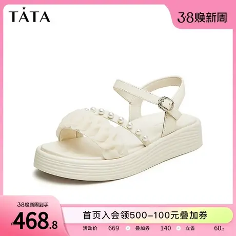 Tata他她运动凉鞋女仙女风沙滩厚底松糕凉鞋2024夏季新款DWFG1BL4商品大图