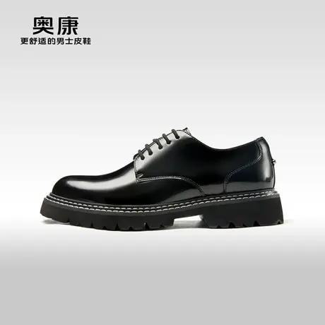 奥康男鞋2023春季新款潮流时尚休闲皮鞋男亮面青年厚底约会皮鞋商品大图