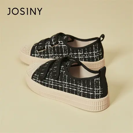 Josiny/卓诗尼厚底渔夫鞋女2024新款春季透气帆布鞋百搭平底女鞋商品大图