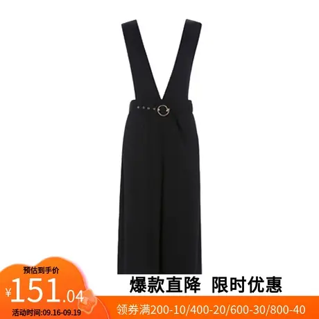 【艾格】可拆卸连体裤女2023春季新款V领金属环腰带雪纺阔腿裤商品大图