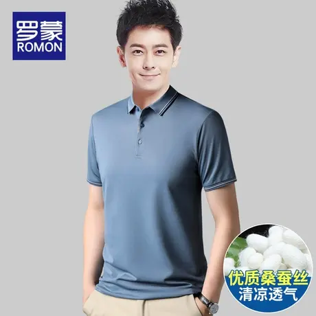 罗蒙冰丝polo衫男款短袖t恤男夏季2023新款男士潮流百搭休闲上衣图片