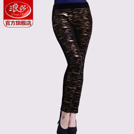 【清仓特价捡漏】浪莎保暖裤女士时尚豹纹加厚加绒百搭显瘦打底裤商品大图