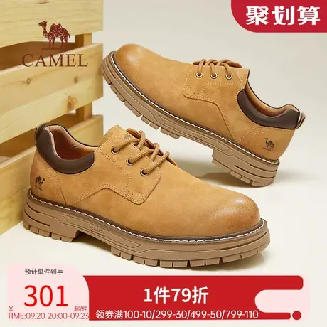 骆驼男鞋2023秋季新款工装鞋低帮英伦真皮百搭休闲皮鞋男马丁鞋商品大图
