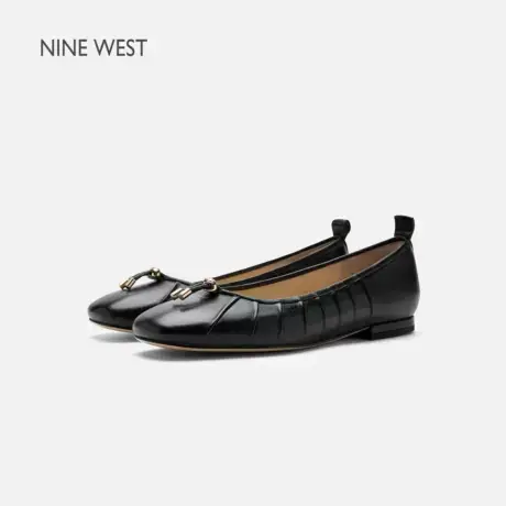 【商场同款】Nine West/玖熙法式平底单鞋女2025夏季新款微皱方头商品大图