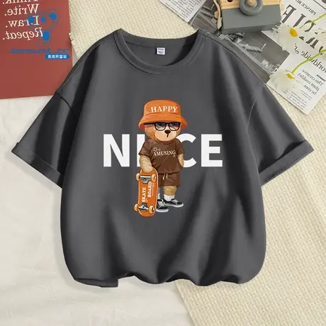 JU真维斯2025夏季新款男童圆领短袖T恤印花上衣舒适图片