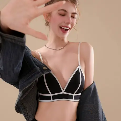 美背内衣女2025新款爆款小胸平胸舒适无钢圈薄款三角杯文胸春夏季商品大图