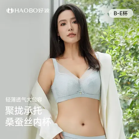 好波内衣女大胸显小胸罩软钢圈收副乳桑蚕丝内里舒适胸罩HW2410商品大图
