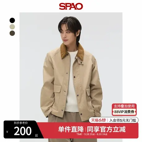 SPAO韩国同款2025年春季新品男士宽松时尚撞色休闲外套SPJJF23M10图片