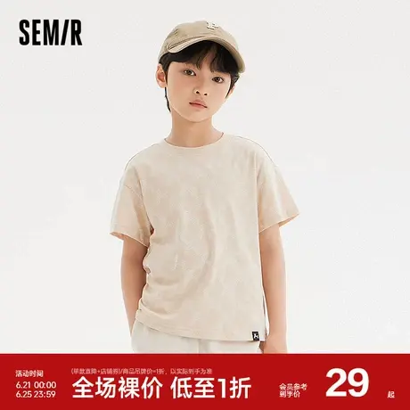 森马儿童短袖T恤2024新款时尚潮流满印宽松休闲上衣男童女童夏装商品大图
