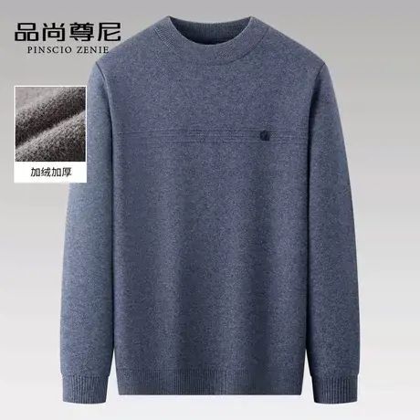 毛衣男冬季2022新款中老年爸爸装半高领加厚一体绒宽松内搭针织衫商品大图