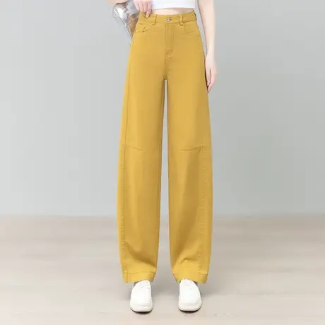 时尚窄版直筒牛仔弯刀裤女宽松秋冬高腰显瘦加绒加厚百搭阔腿裤子商品大图