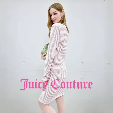 Juicy Couture橘滋半身裙女2025年秋季新款华夫格粉色A字学院短裙商品大图