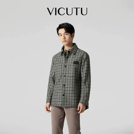 VICUTU威可多男士大衣100%绵羊毛舒暖亲肤商务通勤百搭休闲外套图片
