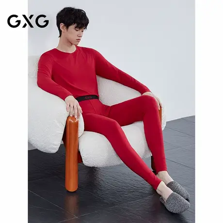 GXG男士保暖内衣 红色本命年棉质男内衣套装保暖舒适家居服礼盒装商品大图