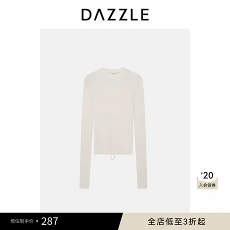 DAZZLE 地素奥莱毛衣春季白色纯羊毛针织长袖套衫针织衫图片