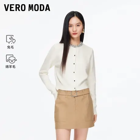Vero Moda针织衫2025冬季新款含兔毛绵羊毛仿钻装饰开衫325413031商品大图