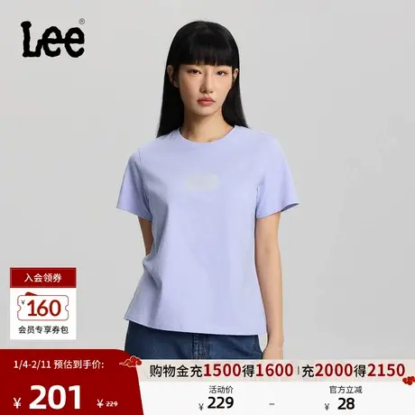 Lee26春夏新品标准版圆领蕾丝图案印花女短袖T恤休闲LWT0121954LE图片